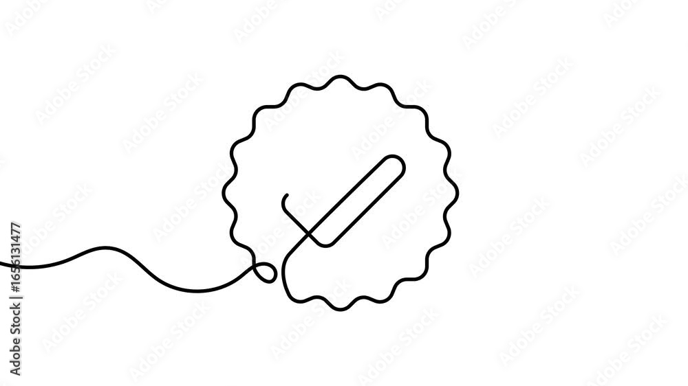 Poster animation of a single line drawing of a tick mark. continuous contour movement of a tick mark. conti