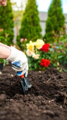 Fototapeta premium Person gardening, digging