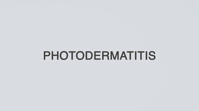 Photodermatitis stethoscope concept illustration illustrative word text medicine diagnosed with hand holding stethoscope on white background for skin reaction awareness