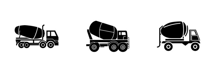 Fototapeta premium Different types of cement mixers are showcased in a graphic illustration highlighting construction vehicles used in building projects