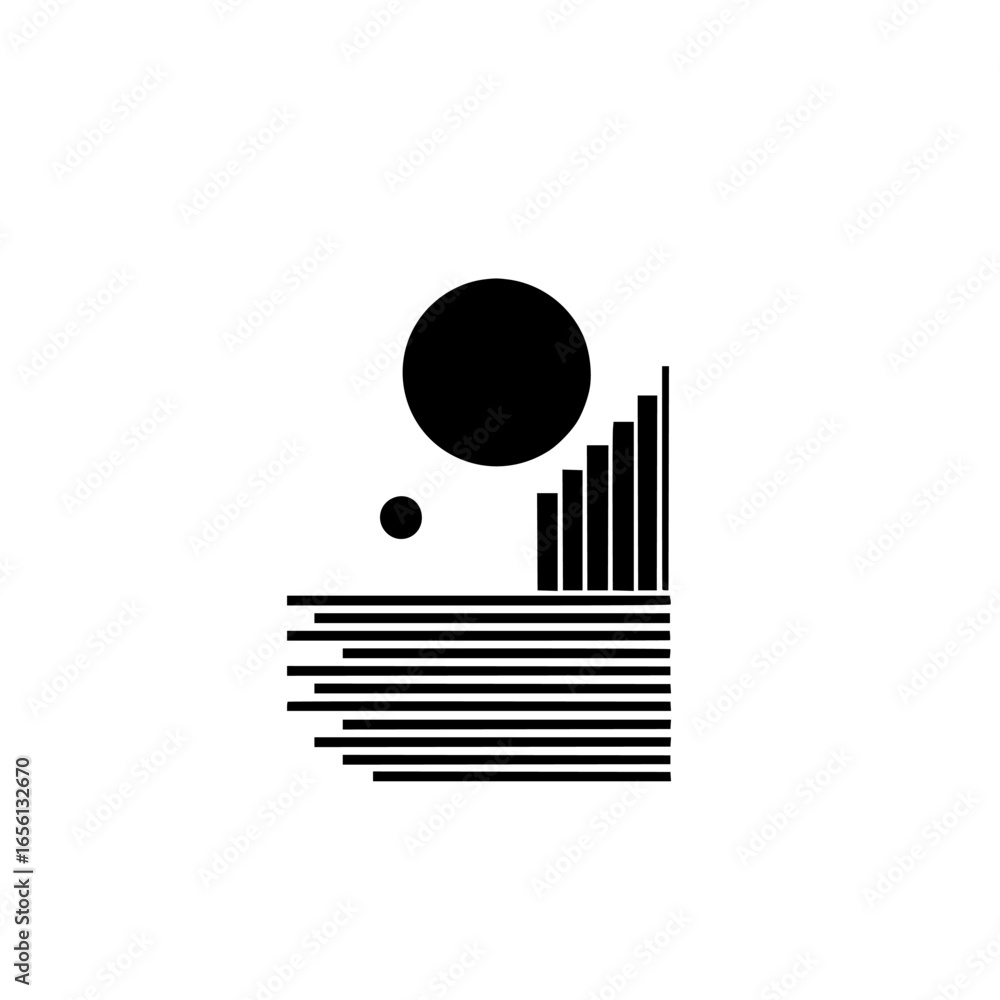 Poster abstract design featuring geometric shapes and lines in black and white representing modern art with