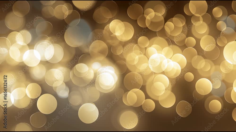 Poster elegant golden bokeh particles gently floating and shimmering in a warm festive animation.