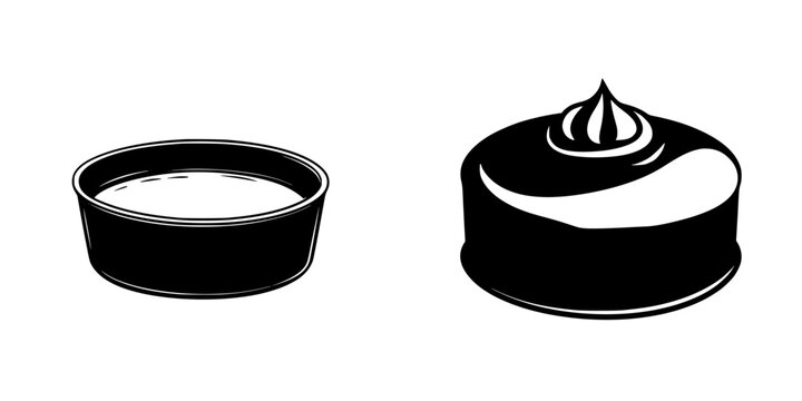 Delightful dessert options displayed featuring a creamy treat and a smooth cake topped with icing