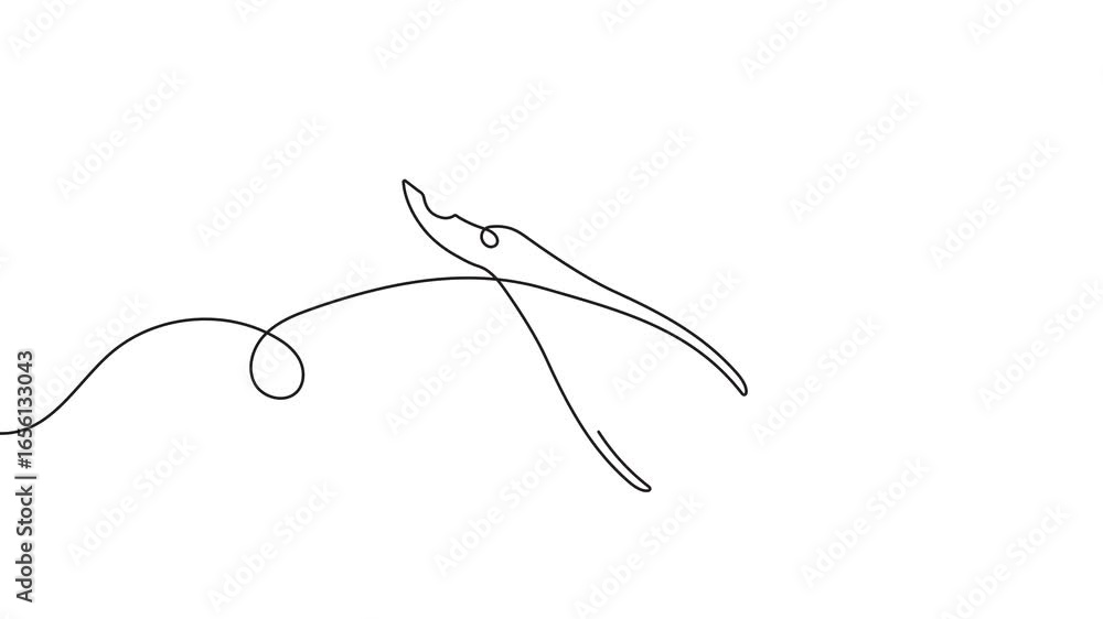 Poster animation of a single line drawing of pliers. continuous contour movement of pliers. continuous vide