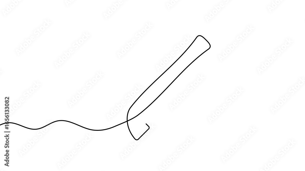 Poster animation of a single line drawing of a hammer. continuous contour movement of a hammer. continuous 