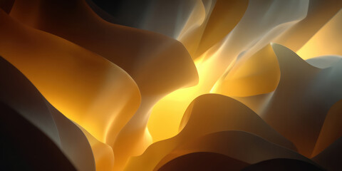 Abstract Golden Swirls: Captivating image features fluid golden and beige forms that merge and undulate, creating a sense of depth and light that evokes a dynamic energy in the artwork.