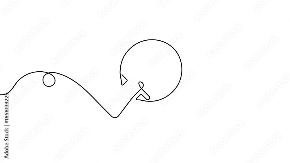 Poster animation of a single line drawing of a tennis racket. continuous contour movement of a tennis racke