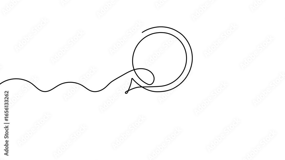 Poster animation of a single line drawing of a tennis racket. continuous contour movement of a tennis racke