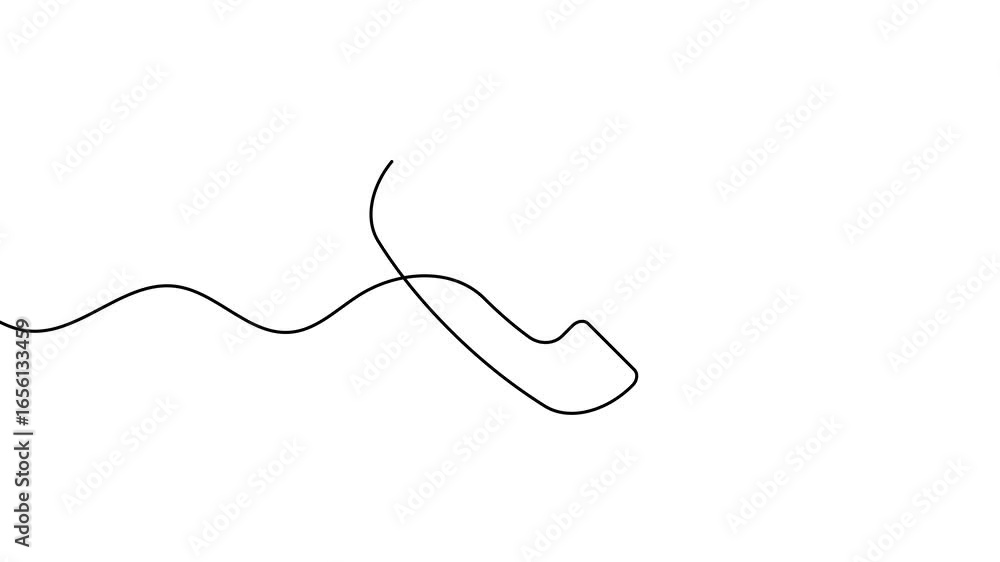Poster animation of a single line drawing of a telephone handset. continuous contour movement of a telephon