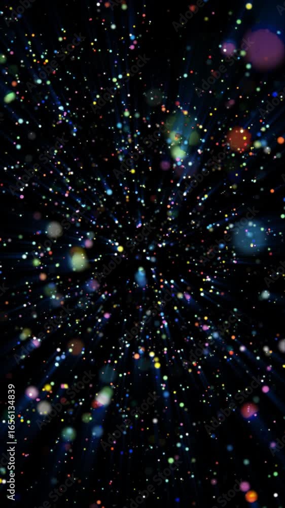Poster experience an immersive journey through a colorful abstract landscape filled with pulsating particle