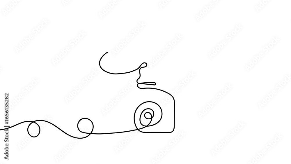 Poster animation of a single line drawing of a perfume bottle. continuous contour movement of a perfume bot