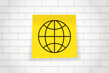 a yellow square card with a black minimalist icon of a human head containing a globe symbol inside....