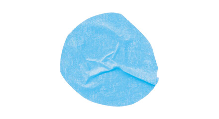Light blue circle masking tape sticker with wrinkled edges, separate wrinkled round paper on transparent background.