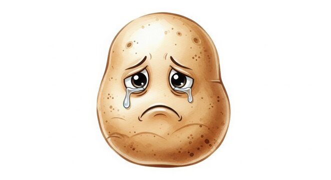 Sad Potato Emoji Illustration.