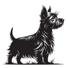black yorkshire terrier Silhouette Vector, High Quality Illustration on White Background