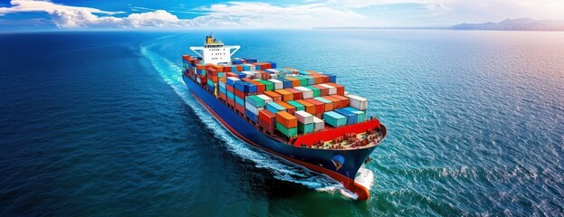 Cargo ship logistics sea transportation.