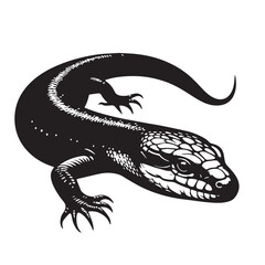 black Blue tongue Skink Silhouette Vector, High Quality Illustration on White Background