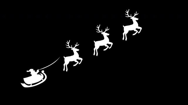Christmas Reindeer Animation on Black Background  - Festive Holiday reindeer Video alpha channel