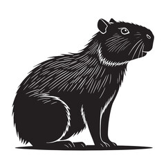 black capybara Silhouette Vector, High Quality Illustration on White Background