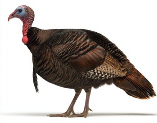 The Majestic Turkey Portrait features a remarkable image of a proud turkey, showcasing its vibrant plumage and one-of-a-kind characteristics in a full profile