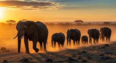 Fototapeta premium Elephant Sunset March
