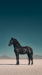 Fototapeta premium Horse in Full-Length View on Dry Terrain