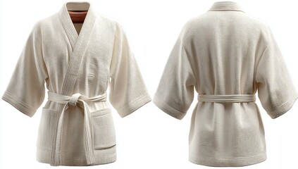 Cream-colored robe, front and back views