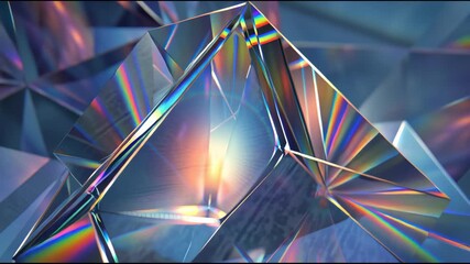 Mesmerizing Seamless Loop Animation of a Crystal Prism with Kaleidoscopic Rainbow Light Refractions. - Powered by Adobe