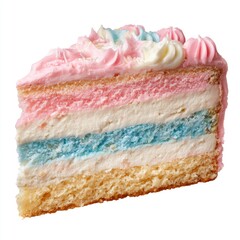 Slice of pastel-colored layered cake