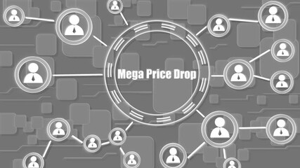 Futuristic Digital Network with People Icons and Mega Price Drop Message technology communication - Powered by Adobe