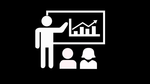 Business coach and success training icon concept, coaching concept, teacher and learner, presentation, lesson, education,
