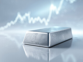 Silver bar with rising market price chart