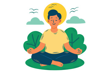 man meditating in lotus position