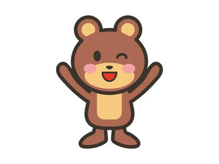 Obraz premium Happy Bear Cartoon Character with Raised Hands Illustration