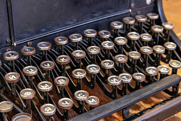 This is an image of a typewriter with its keys in the lowercase Russian alphabet