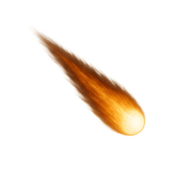 burning falling comet on a transparent background
