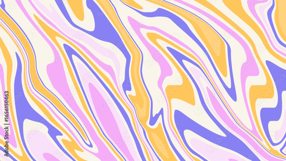 Poster abstract background with colorful waves. vector psychedelic pattern in trendy retro 60s, 70s, 90s st