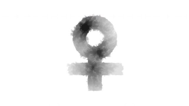 Female symbol appearing as if ink has bled onto paper

