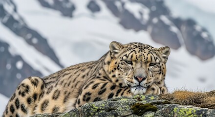 Fototapeta premium Snow Leopard Serenity