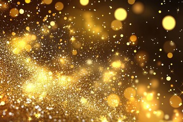 Obraz premium Golden glitter background with sparkling light particles, elegant festive luxury backdrop for holiday celebration greeting cards, posters, and digital designs