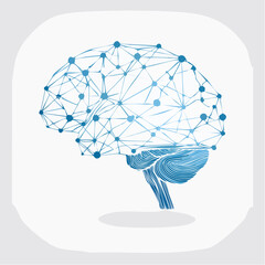 Artificial intelligence neural network vector with abstract brain and digital nodes. Minimal design for AI, machine learning, and innovation projects.