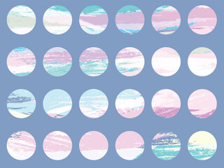 Bright Turquoise Blue and Green Watercolor Circle Splashes Set Isolated on Blue Background. Turquoise Colored Ink Patches Set.