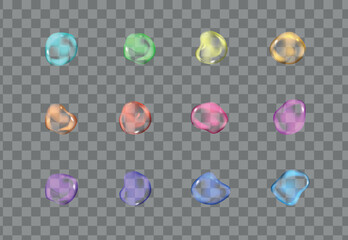 Realistic transparent water drops set. Isolated vector illustration