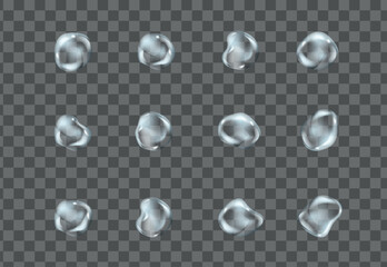 Realistic transparent water drops set. Isolated vector illustration