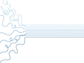 Vector abstract illustration with bright gradient lines moving from chaotic tangled curves to clean straight lines. Conceptual artwork about transformation, harmony, structure, and balance