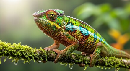 Obraz premium Color-Changing Chameleon on Branch