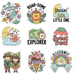 Fototapeta premium Cute Kids T-Shirt Designs | Fun Cartoon & Colorful Children’s Fashion Graphics