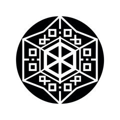 Abstract geometric mandala design with a hexagon inside a circle background