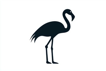 Fototapeta premium Minimalist flamingo silhouette in flat black vector style on white background, simple shapes design suitable for logo or icon concepts