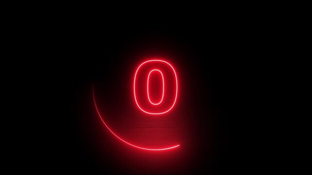 Neon light 05 seconds countdown animated. neon countdown timer. Countdown on black background, Running dynamic light. Timer from 05 to 0 seconds. 05 seconds countdown. Big 3D Numbers animation. 
